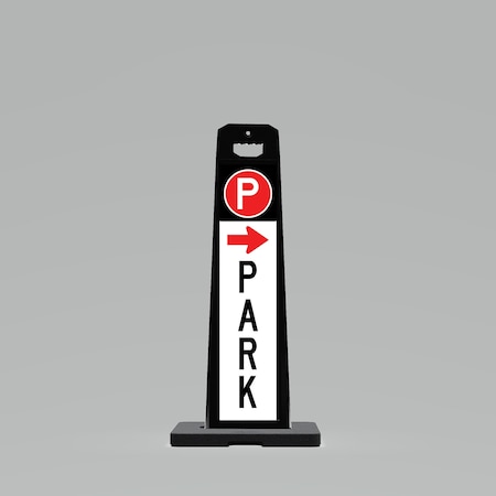 Plasticade 44.5x17.5x9in. Outdoor Standing Panel Sign, Double-Sided, PARK Right Arrow/PARK Left Arrow, 9 lb UV4109-BK-PRK4